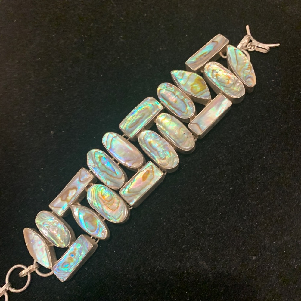 STATEMENT PIECED ABALONE BRACELET in Sterling silver